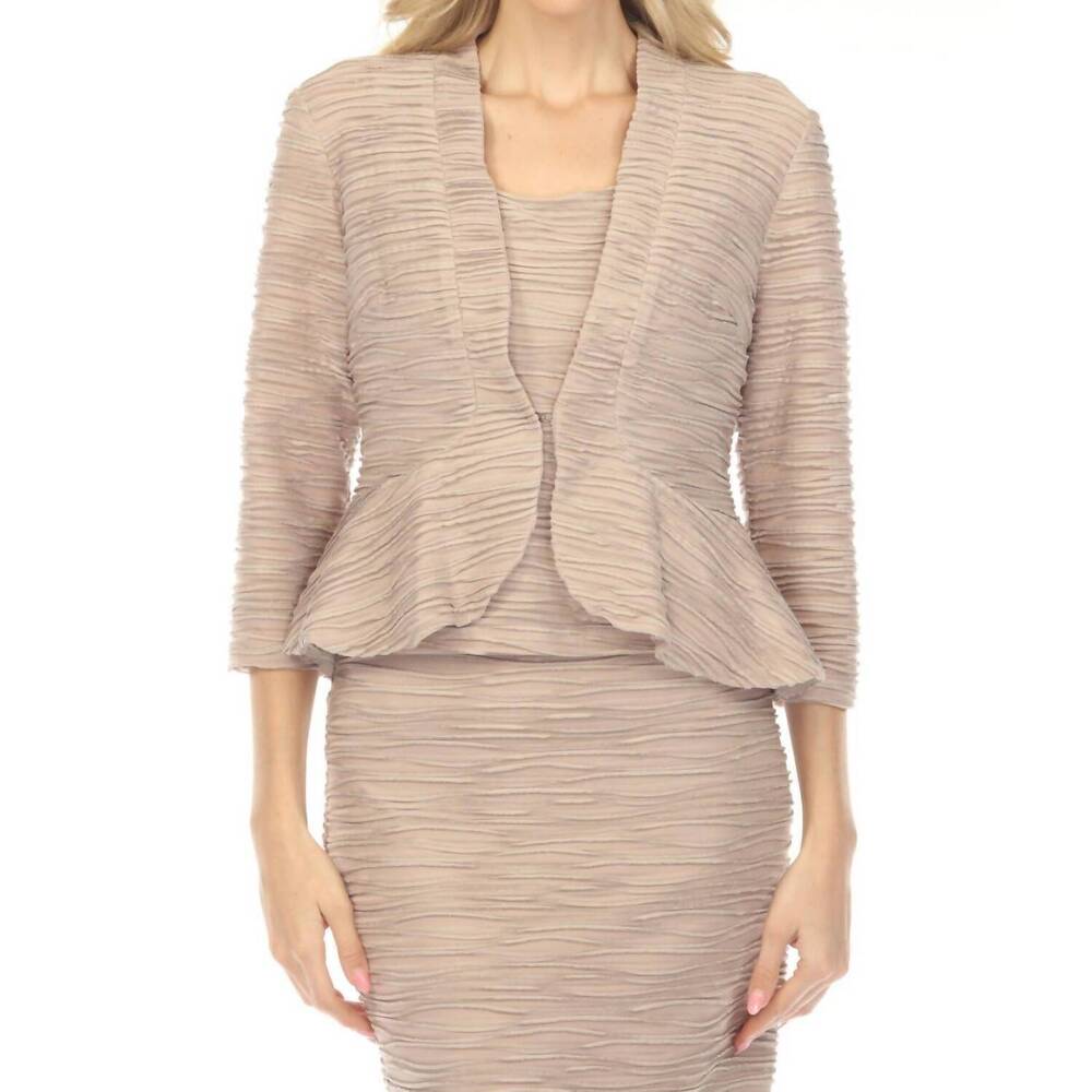 NEW JOSEPH RIBKOFF textured peplum twin set in sand